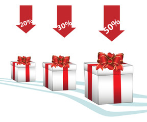 Gift box with bow, isolated on white background