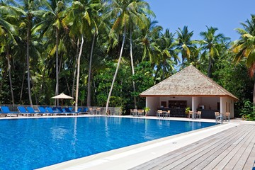 swimming pool in a tropical hotel