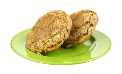 Home made banana nut muffins on dish