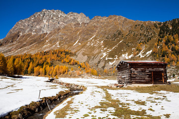 vecchio fienile in ambiente autunnale