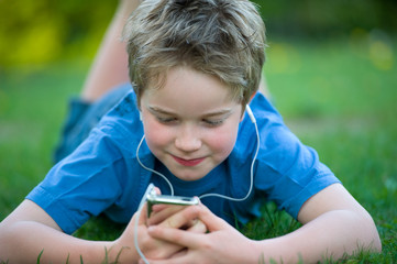 boy is listening music