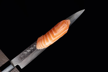 Sushi on knife