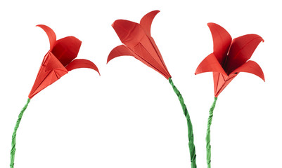 Origami red flower white isolated. - Powered by Adobe