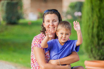 Portrait of little boy with his mother