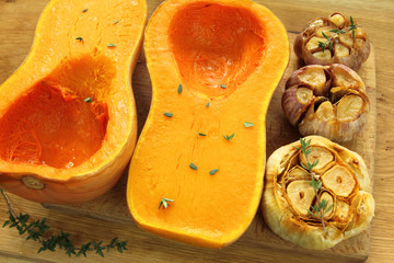 Roasted garlic and pumpkin.
