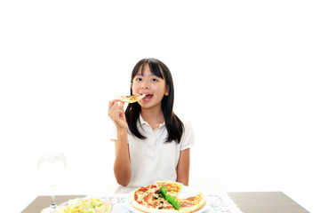Obraz na płótnie Canvas ピザを食べる女の子