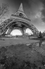 Black and White view of Eiffel Tower in Paris