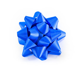 Blue bow isolated on white background