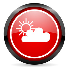 weather round red glossy icon on white background