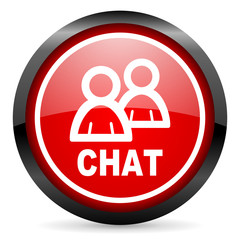 chat round red glossy icon on white background