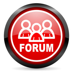forum round red glossy icon on white background