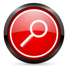 search round red glossy icon on white background
