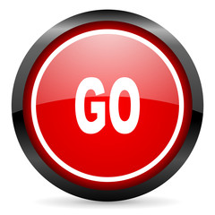 go round red glossy icon on white background