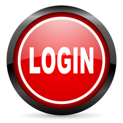 login round red glossy icon on white background