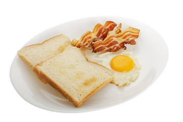 Spiegelei,Speck,Toast