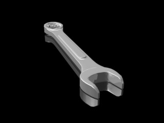 Spanner on black - 3D illustration