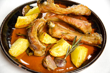 Pork ribs with baked potatoes