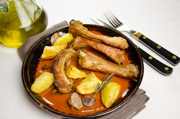 Pork ribs with baked potatoes