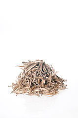 Silver tips tea or white tea isolated over white background