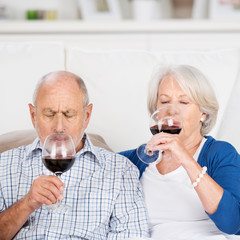 senioren probieren rotwein