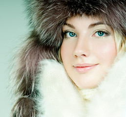 girl in a fur hat