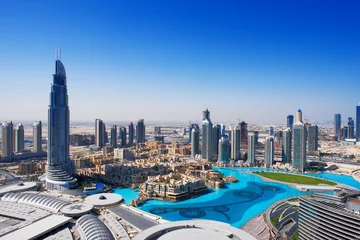 Türaufkleber Dubai Downtown Dubai ist ein beliebter Ort zum Shoppen und Sightseeing