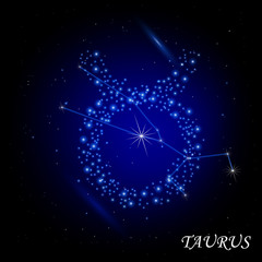 Sign of the zodiac - Taurus. Composed of stars.