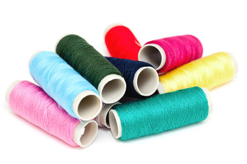 bobbins of thread isolated on white