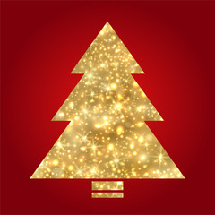 Fototapeta na wymiar Golden Christmas tree