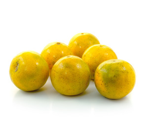 Orange fruit slice isolated on white background.