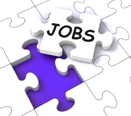 Fototapeta premium Jobs Puzzle Shows Vocational Guidance