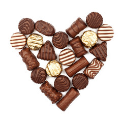 Heart from chocolate candies