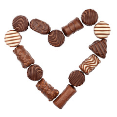 Heart from chocolate candies