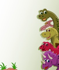 funny dinosaur cartoon set