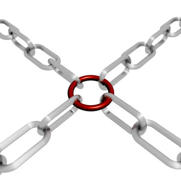 Red Link Chain Shows Strength Security