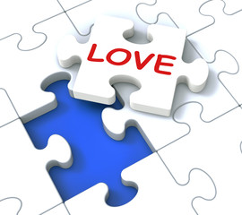 Fototapeta premium Love Puzzle Shows Loving Couples