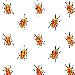 Seamless vector pattern with bugs