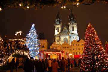 Obraz premium Christmas in Old-town square (Staromestske namesti), Prague