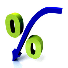 Green Percentage Symbol Shows Reduced Price