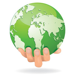 Hands Save The Earth Conceptual. vector illustration.