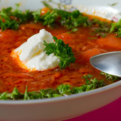 Borsch. Russian and Ukrainian red soup.