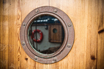 nautical porthole, close-up