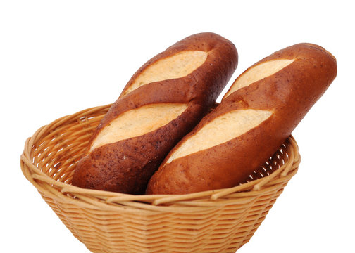 2 breads in bamboo basket