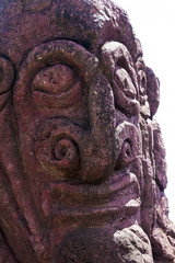 Carving of a face in an Easter Island moai