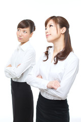 Beautiful asian businesswomen on white background