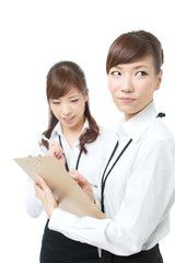 Beautiful asian businesswomen on white background