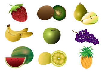 Obst / Früchte Icons Vektor Set