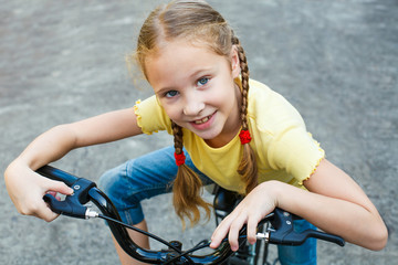 happy child on a bicycle