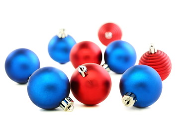 Red and blue Christmas balls.