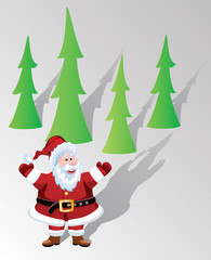 vector santa claus and trees